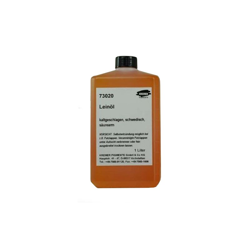 KREMER Filtered and Cold-Pressed Swedish Linseed Oil - 1 l KREMER Solvents & Oils