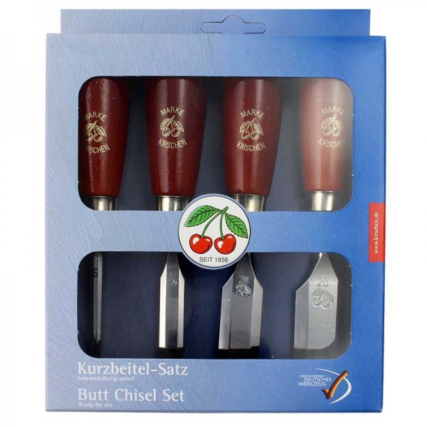 Set of 4 Two Cherries Butt Chisels in paper box Due ciliegie Chisels