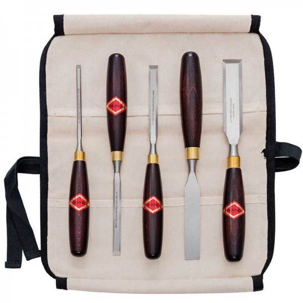 Henry Taylor »English-style« Chisels, 5-Piece Set, in Cotton Tool Roll Henry Taylor Chisels