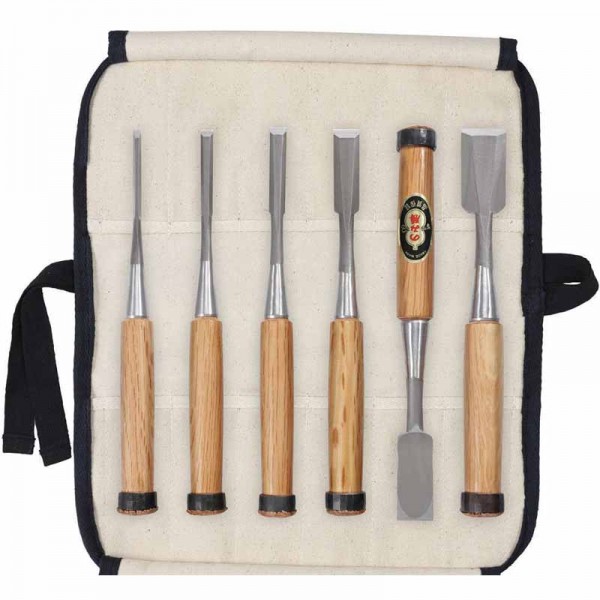 HSS Chisels for Cabinetmakers, 6-Piece Set in Cotton Tool Roll GL Chisels