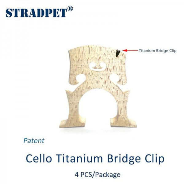 TITANIUM Bridge Clip for Cello, 4 PCS SET Stradpet Bridges