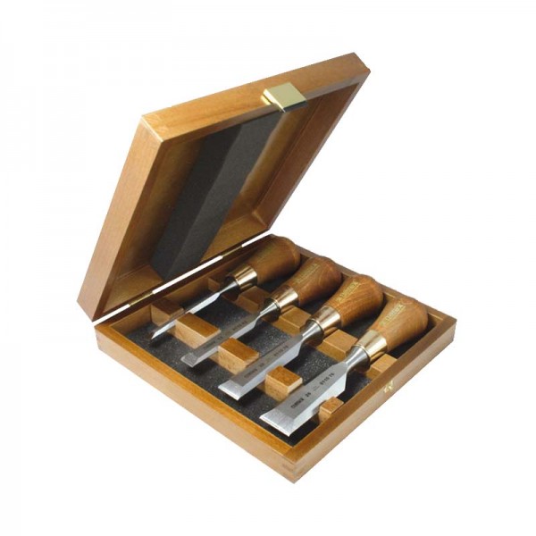 Set of 4 NAREX Butt Chisels in Wooden Box Narex Chisels